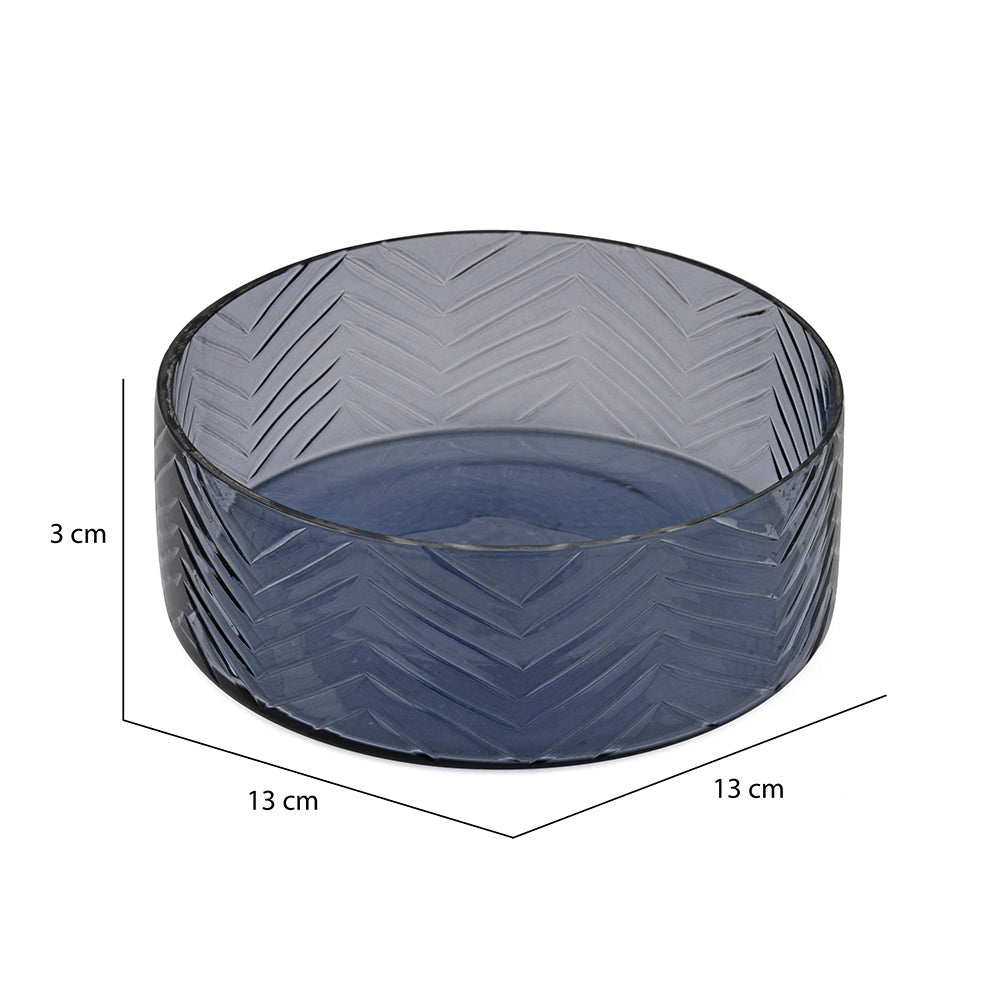 Transparent Glass Round Soap Dish (Blue)