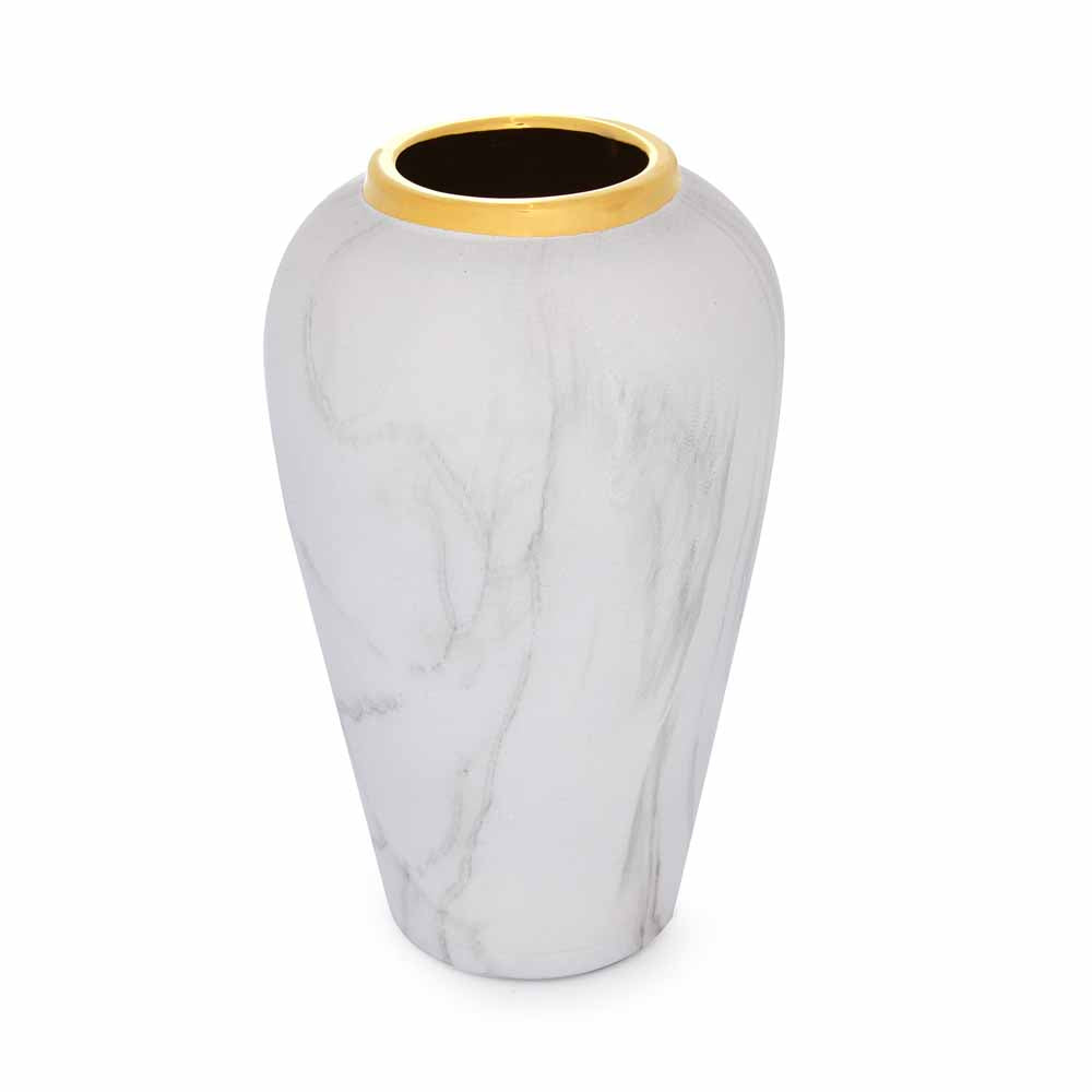 Decorative Ceramic Urn (White & Gold)