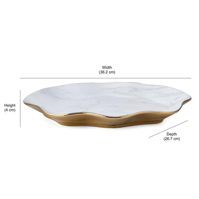 Abstract Ceramic Decorative Platter (White & Gold)