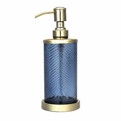 Transparent Glass Soap and Lotion Dispenser (Blue & Gold)