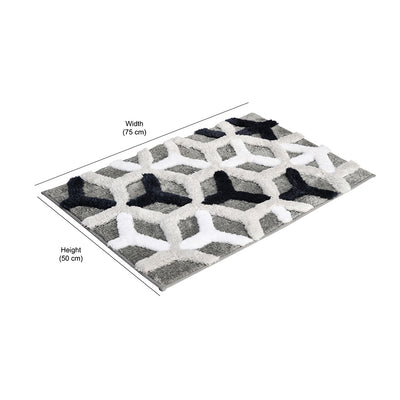 Ariana Abstract Polyester 20" x 30" Anti Skid Bath Mat (Grey)