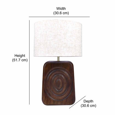 Trapeze Fabric Shade Metal & Wooden Base Table Lamp (Brown)