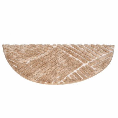 Abstract D Shaped Polyester 16" x 31" Anti Skid Bath Mat (Brown)