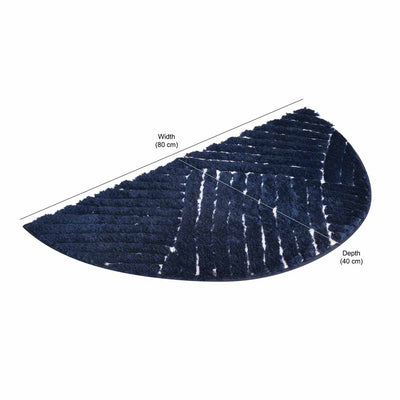 Abstract D Shaped Polyester 16" x 31" Anti Skid Bath Mat (Navy)