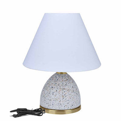 Fabric Shade Terrazzo & Metal Base Table Lamp (White & Gold)