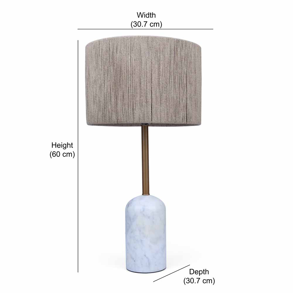 Sisal Fiber Shade Metal & Marble Base Table Lamp (Beige & White)