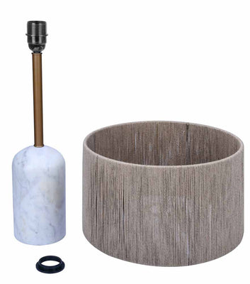 Sisal Fiber Shade Metal & Marble Base Table Lamp (Beige & White)