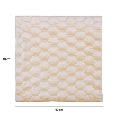 Quilted Embossed Polyester 16" X 16" Cushion Cover (Beige)