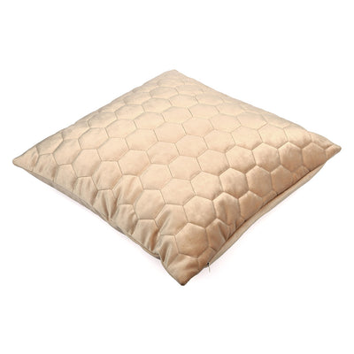 Quilted Embossed Polyester 16" X 16" Cushion Cover (Beige)