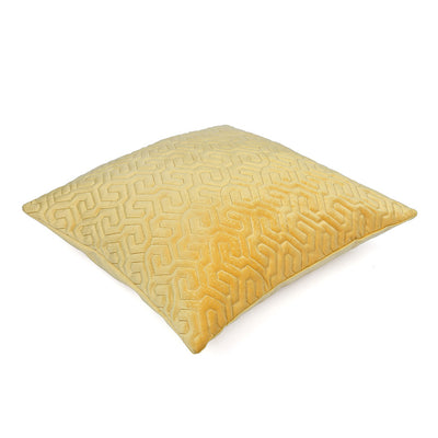 Quilted Embossed Polyester 16" X 16" Cushion Cover (Yellow)