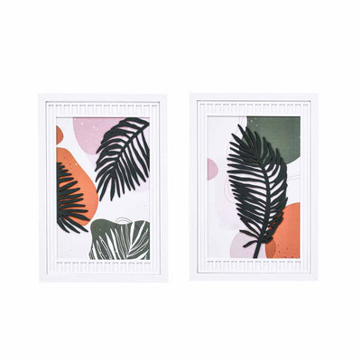 Foliage MDF Base 3D Painting Set of 2 (Multicolor)