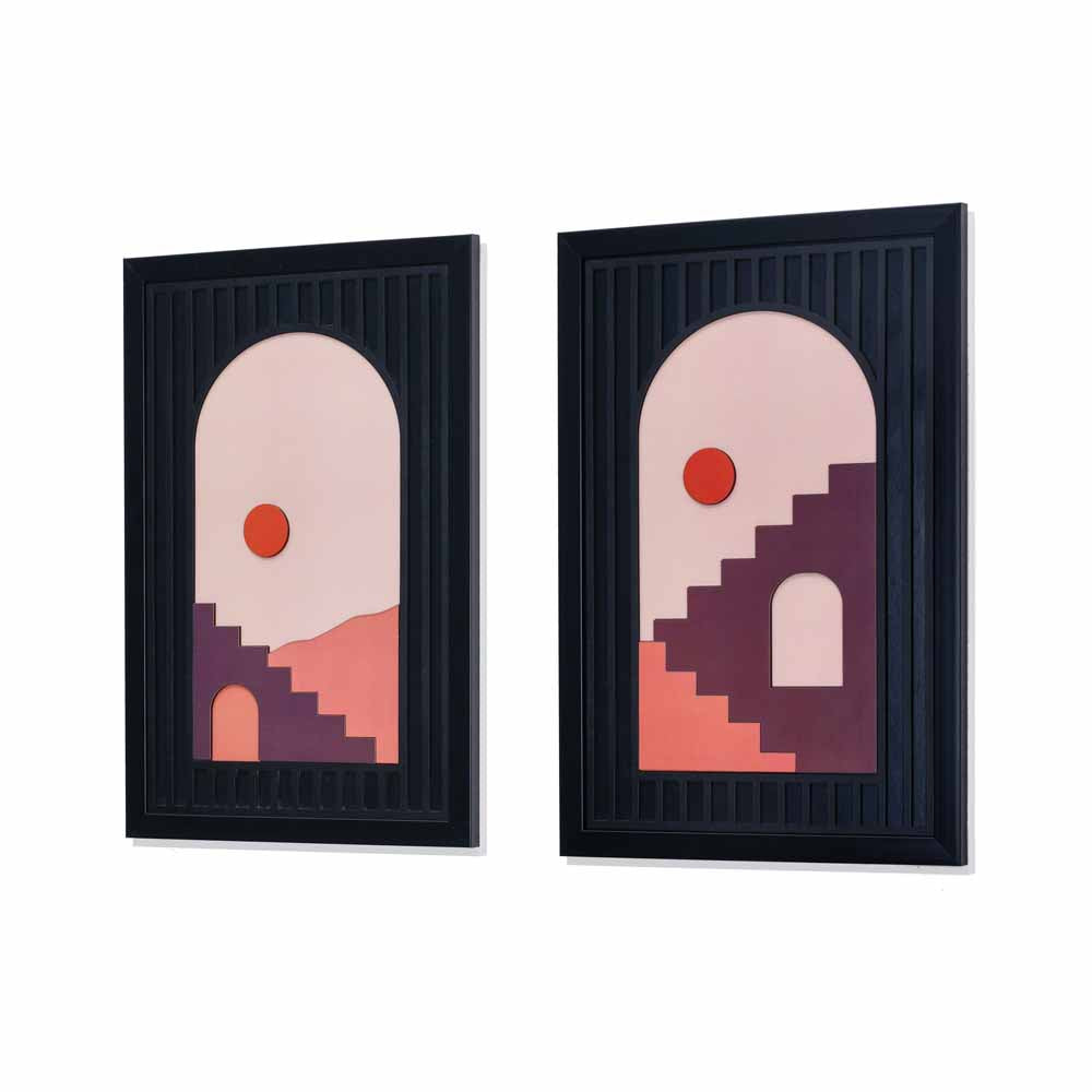 Boho Arch 3D Painting Set of 2 (Brown)