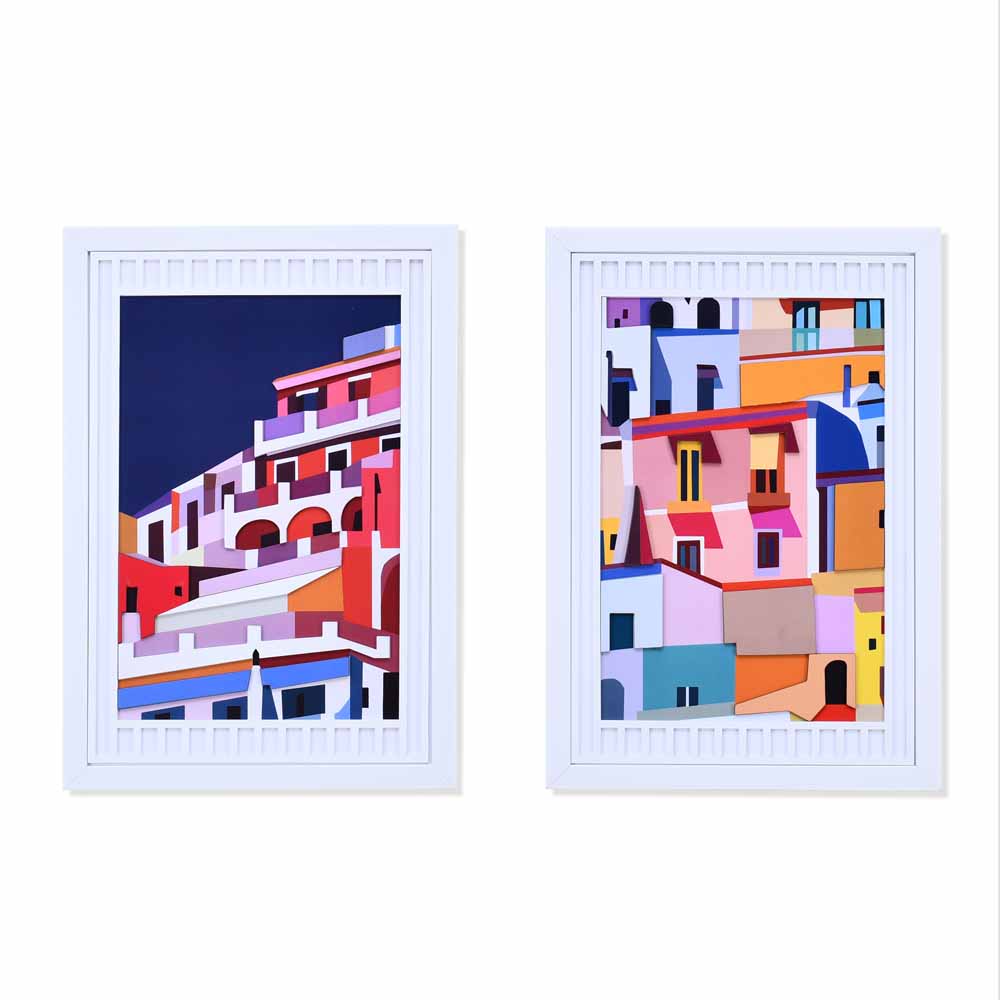 Abstract 3D Painting Set of 2 (Multicolor)