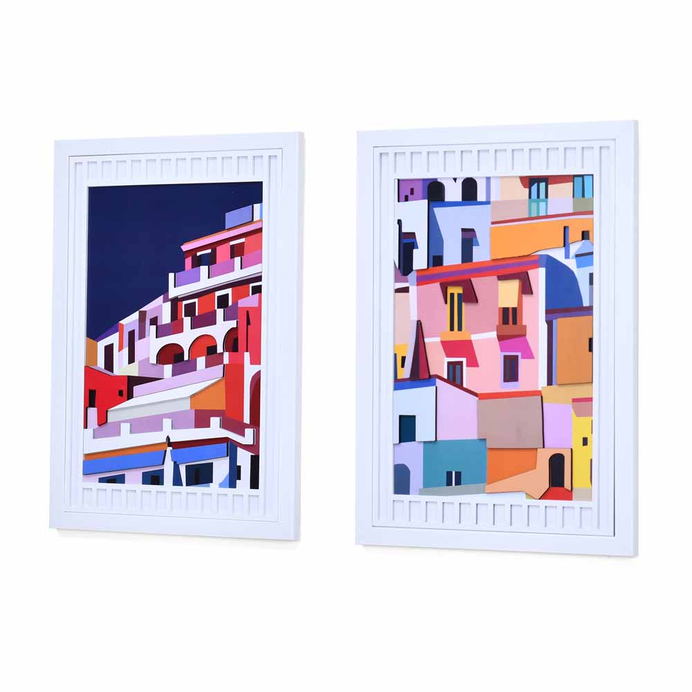 Abstract 3D Painting Set of 2 (Multicolor)