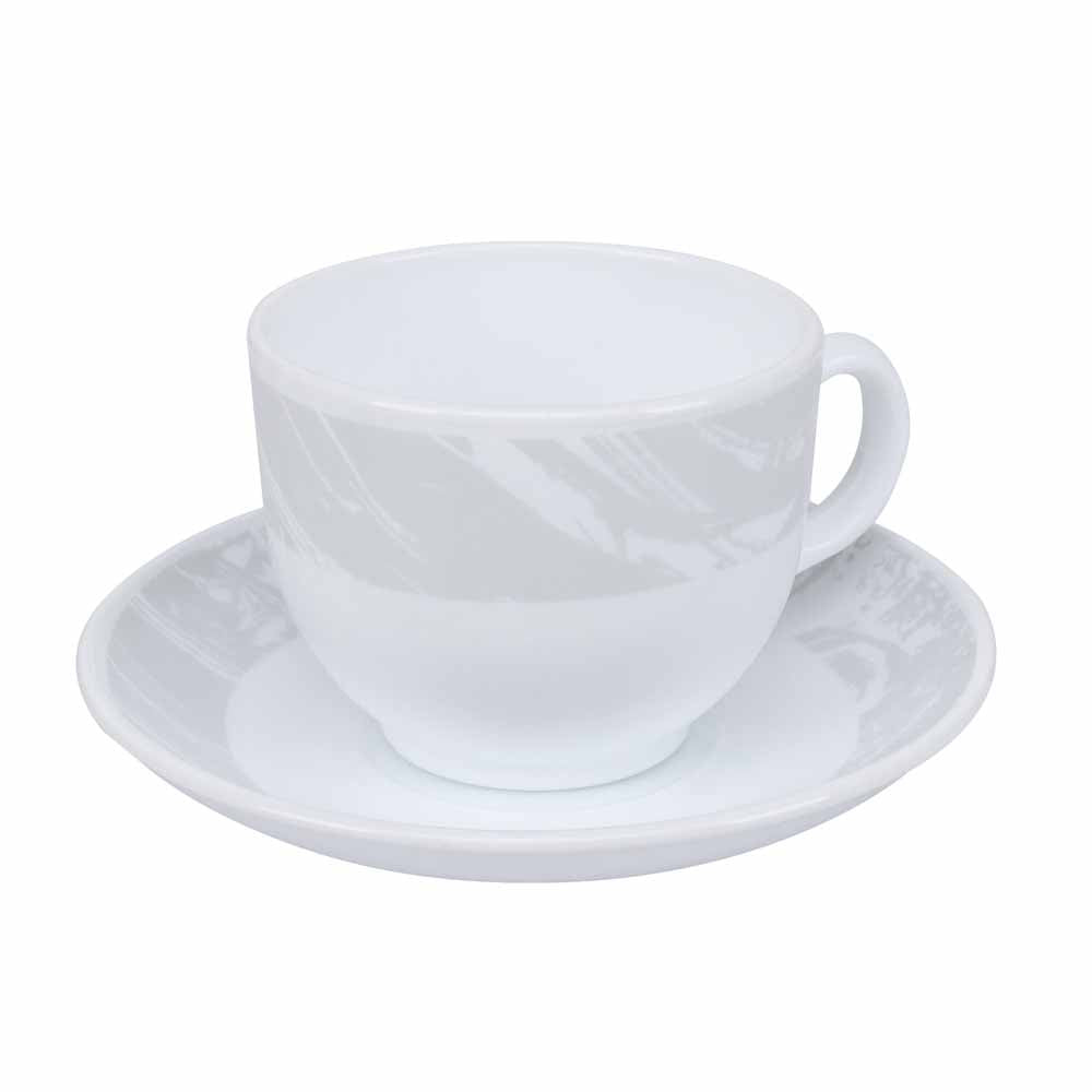 Arias by Lara Dutta Graphite Snow Cup & Saucer Set of 12 (220 ml, 6 Cups & 6 Saucers, White)