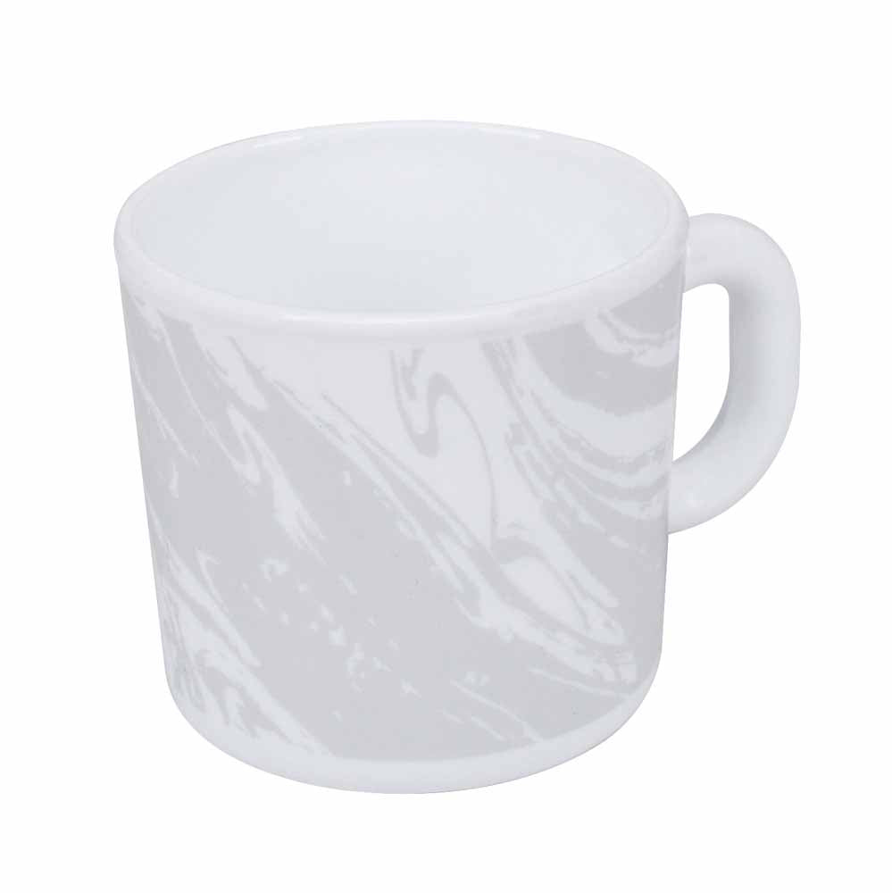 Arias by Lara Dutta Graphite Snow Coffee Mugs Set of 6 (180 ml, White)