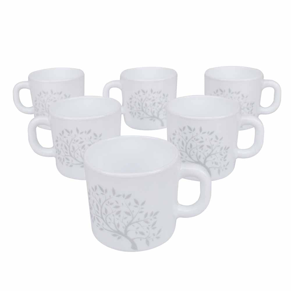 Arias by Lara Dutta Tree of Life Coffee Mugs Set of 6 (180 ml, White)