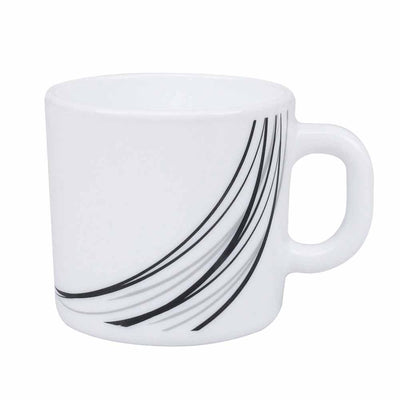 Arias Black Fantasy Coffee Mugs Set of 6 (180 ml, White)