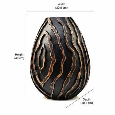 Decorative Drop Shape Polyresin Vase (Black & Brown)