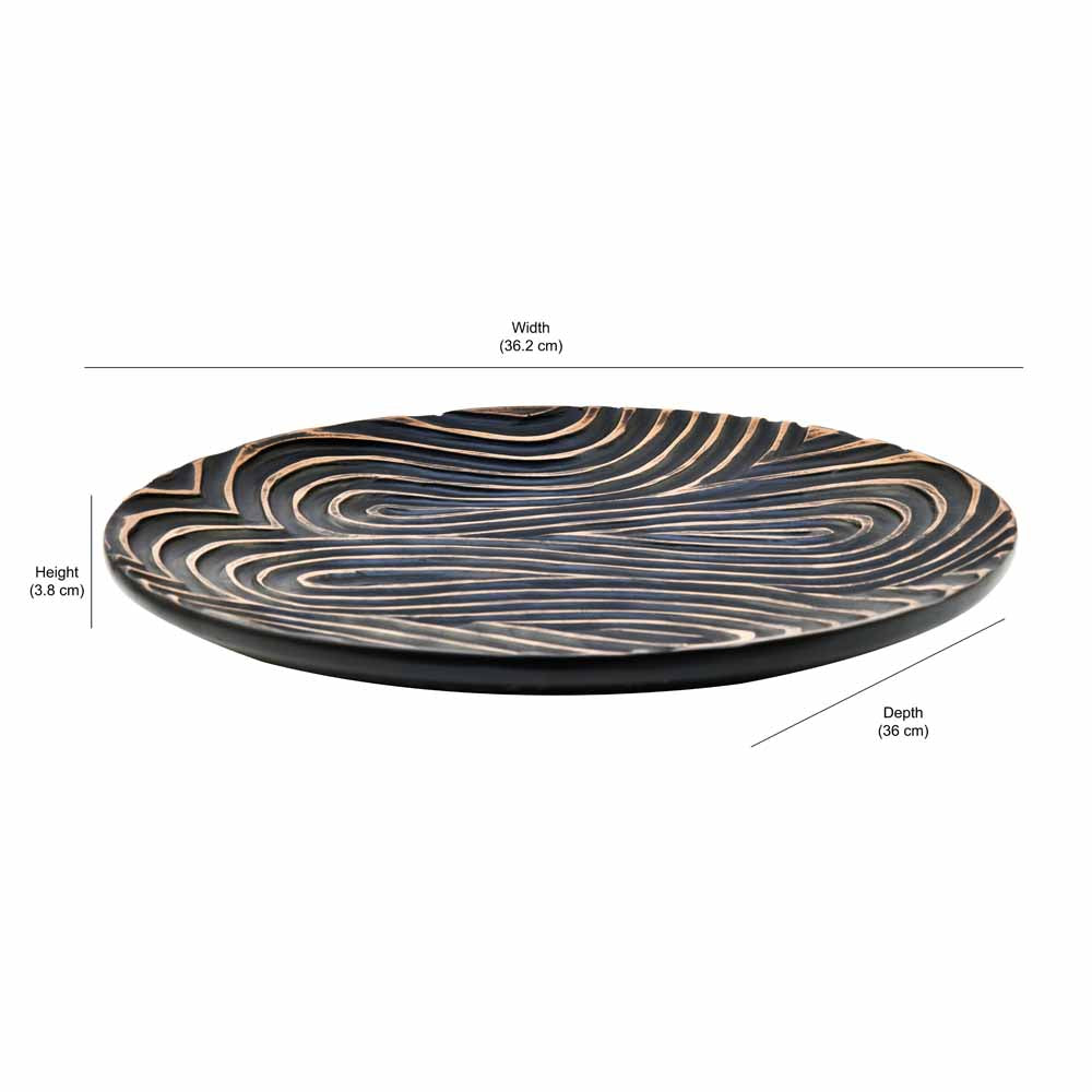 Round Polyresin Decorative Platter (Black & Brown)