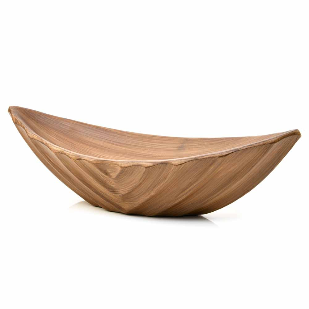 Boat Shaped Polyresin Decorative Platter (Brown)
