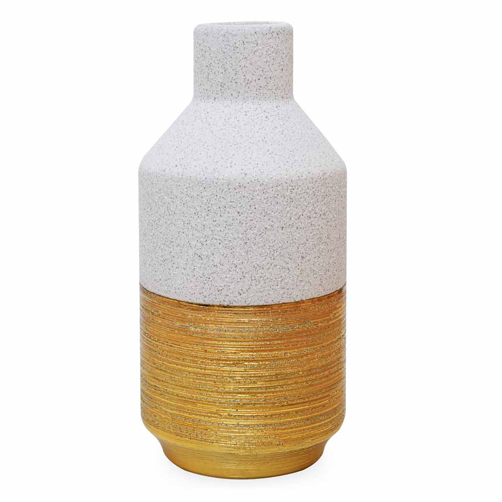 Glaze Bottle Decorative Ceramic Vase (Cream & Gold)