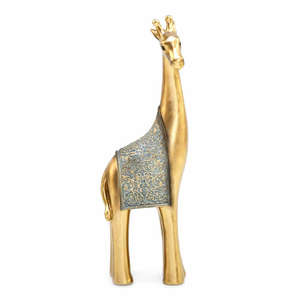 Decorative Giraffee Polyresin Showpiece (Grey & Gold)