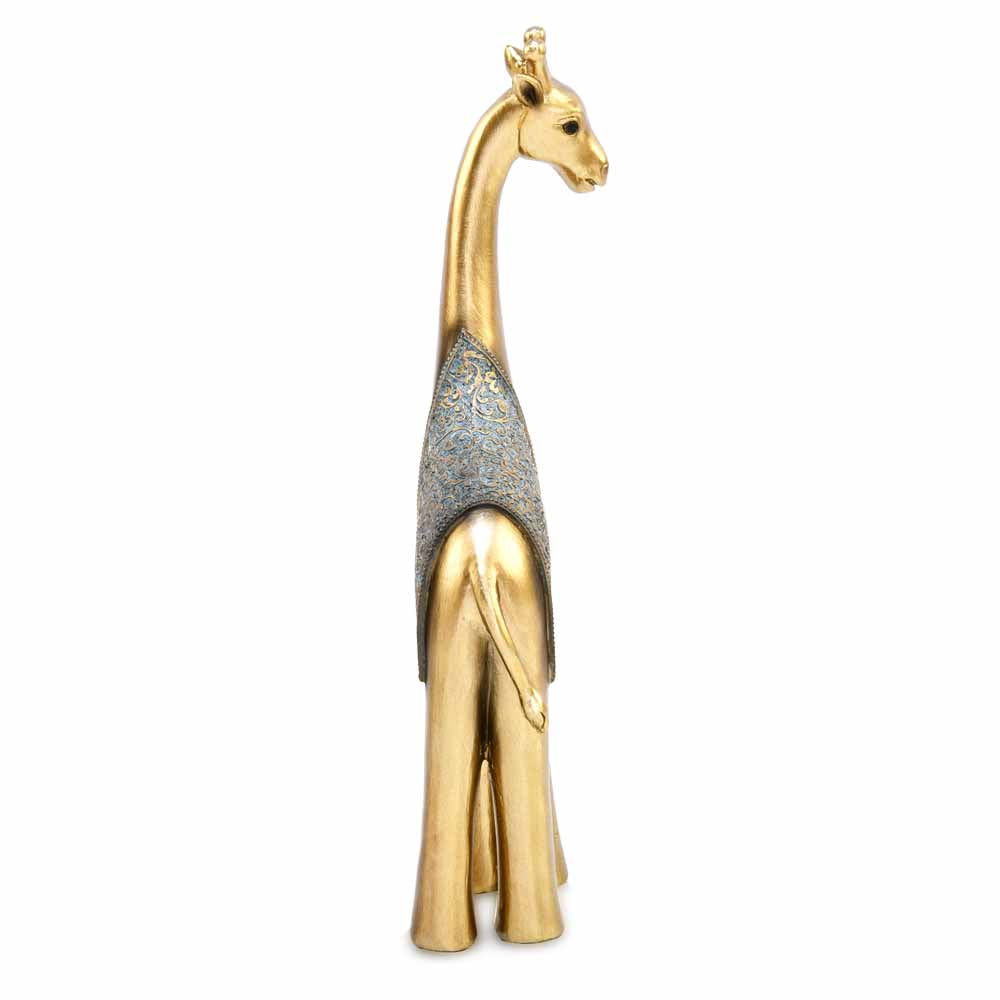 Decorative Giraffee Polyresin Showpiece (Grey & Gold)