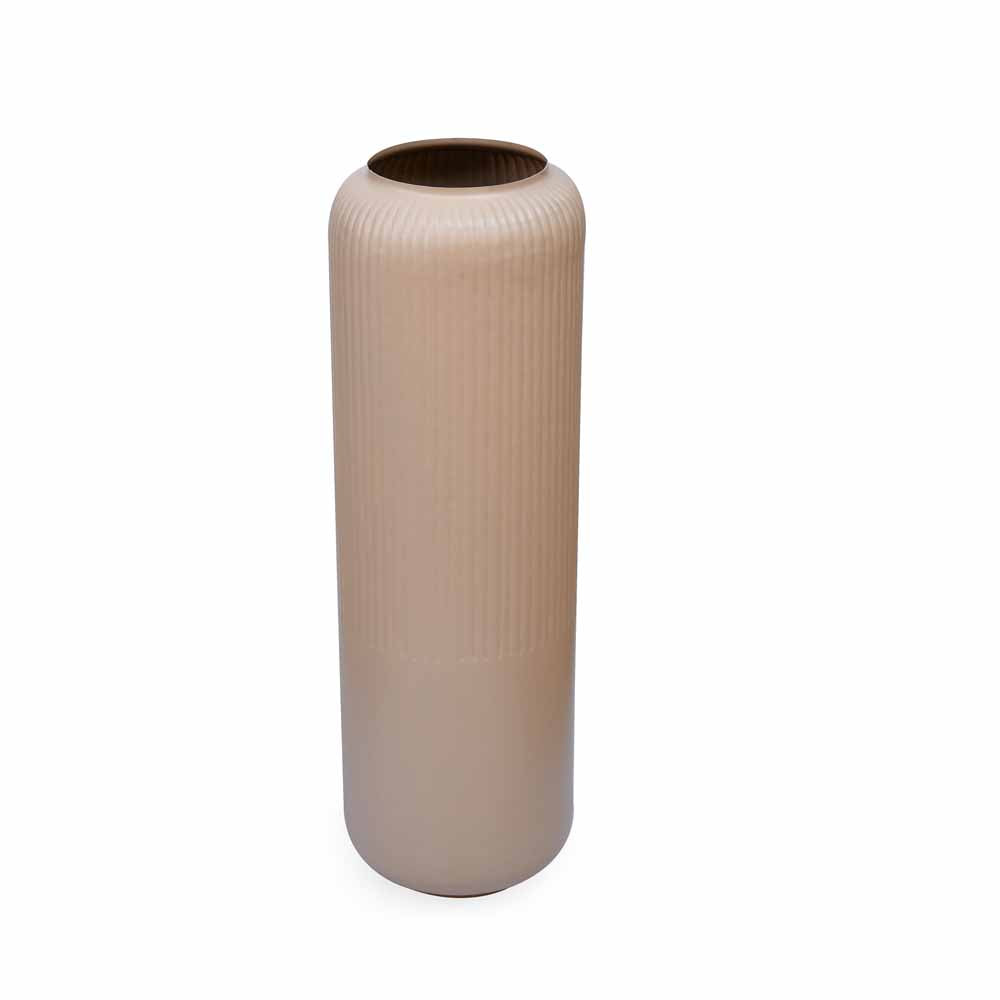 Decorative Metal Tumbler Floor Vase (Beige)