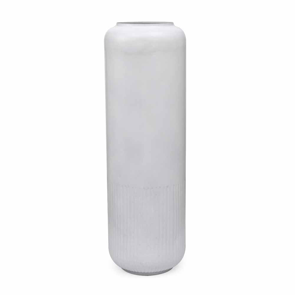 Decorative Metal Tumbler Floor Vase (White)