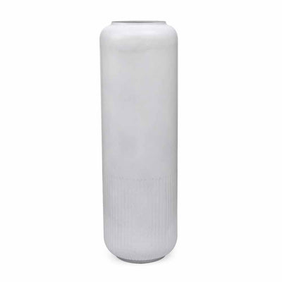Decorative Metal Tumbler Floor Vase (White)