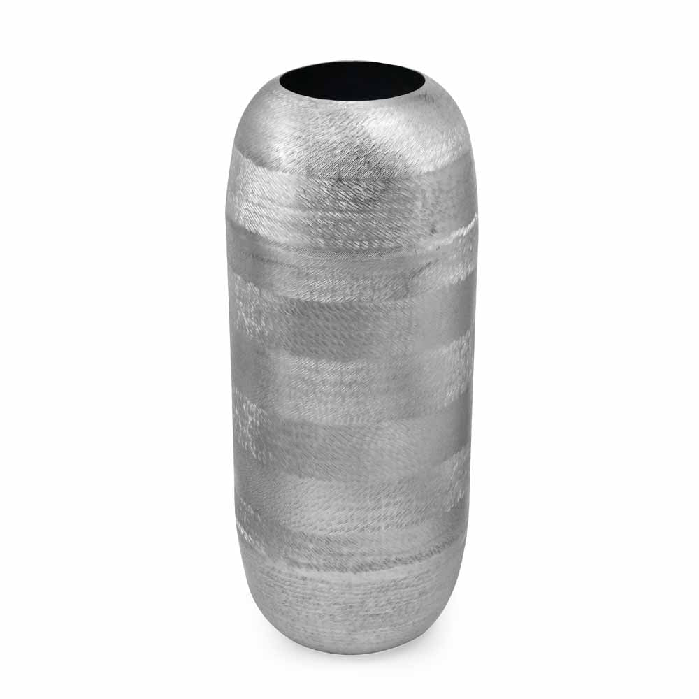 Decorative Metal Tumbler Floor Vase (Silver)
