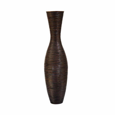 Hourglass Tall Neck Polyresin Floor Vase (Brown)