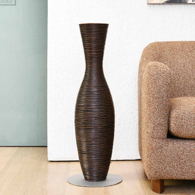 Hourglass Tall Neck Polyresin Floor Vase (Brown)