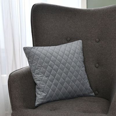 Quilted Embossed Polyester 16" X 16" Cushion Cover (Grey)