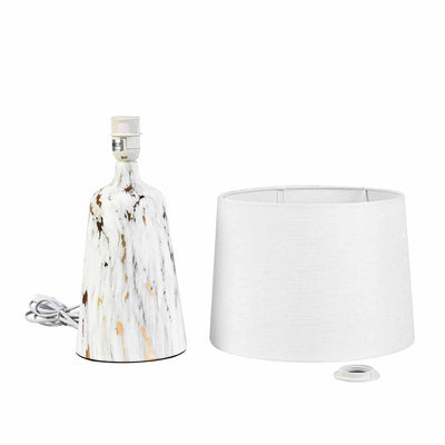 Marbela Trapeze Fabric Shade Metal Base Table Lamp (White)