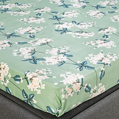 Ammara Floral Polyester Double Bedsheet with 2 Pillow Covers (Green)