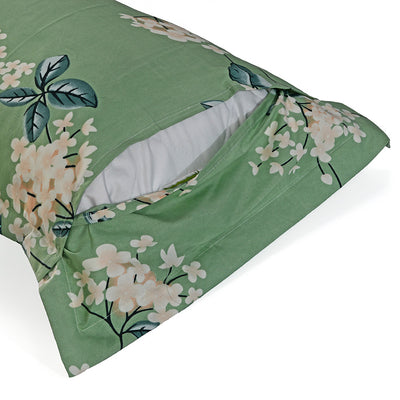 Ammara Floral Polyester Double Bedsheet with 2 Pillow Covers (Green)