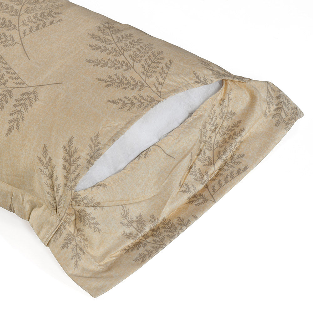 Ammara Leaf Design Polyester Double Bedsheet with 2 Pillow Covers (Beige)