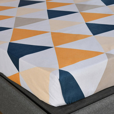 Aurora Geometric Polyester Double Bedsheet with 2 Pillow Covers (Multicolor)