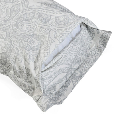 Arias by Lara Dutta Damask Cotton King Bedsheet With 2 Pillow Covers (Grey)