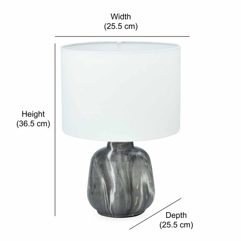 Marbela Fabric Shade Round Base Table Lamp (Grey)