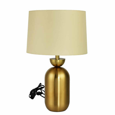Metalia Fabric Shade Oval Metal Base Table Lamp (Gold)