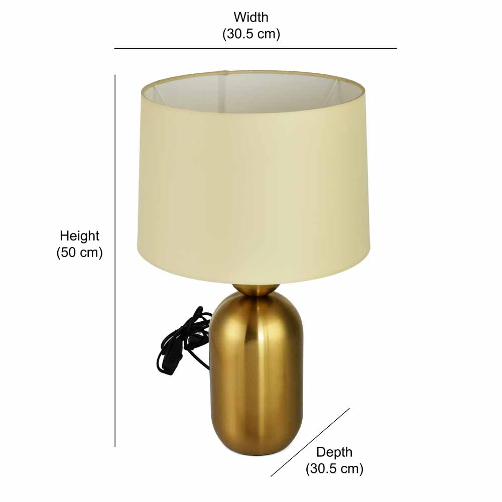 Metalia Fabric Shade Oval Metal Base Table Lamp (Gold)