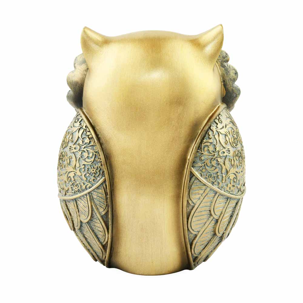 Owl Decorative Polyresin Showpiece (Grey & Gold)