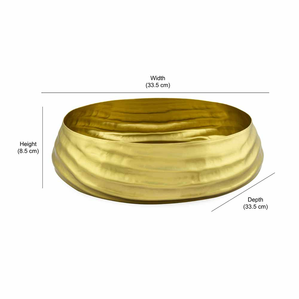 Wavy Metal Decorative Urli Bowl (Gold)