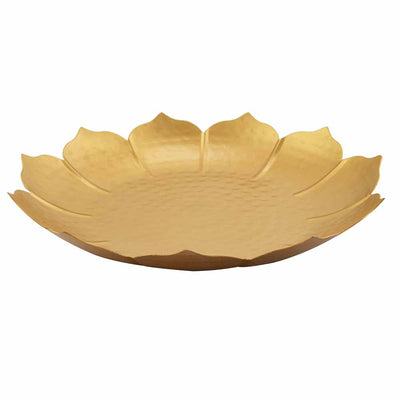 Lotus Shaped Metal Decorative Platter (Gold)