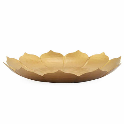 Lotus Shaped Metal Decorative Platter (Gold)