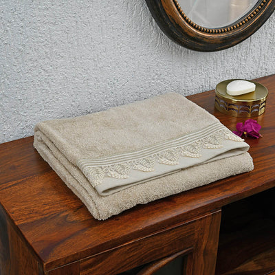 Arias by Lara Dutta Super Soft 500 GSM Cotton Bath Towel 70 x 150 cm (Beige)