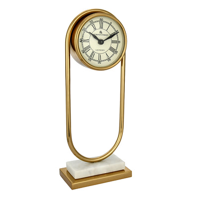 Oval Metal Table Clock on Stand (Gold)